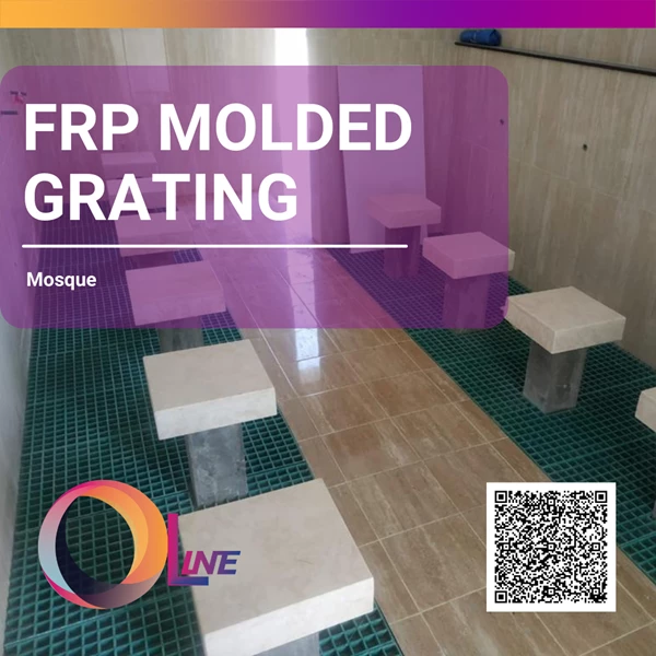 FRP Molded Grating - OLine - Mesh Size: 38x38mm;  Panel Size Available: 1000x4000mm; 
